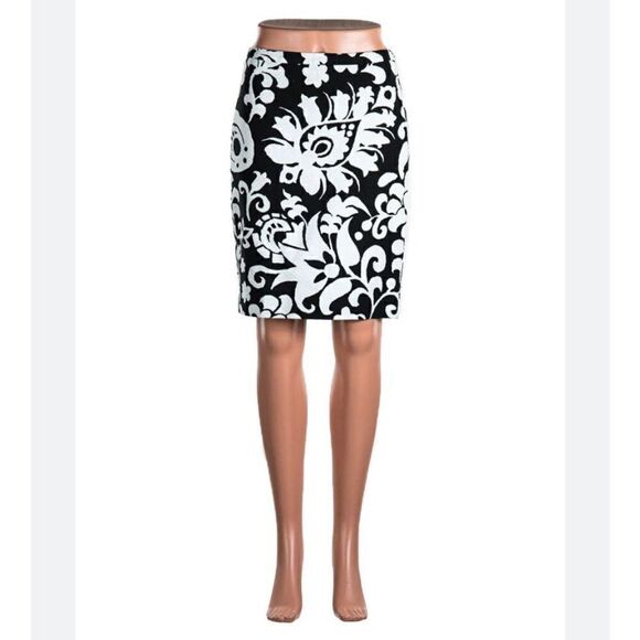 Talbots black and white paisley print knee length pencil skirt size 10 - Picture 1 of 5